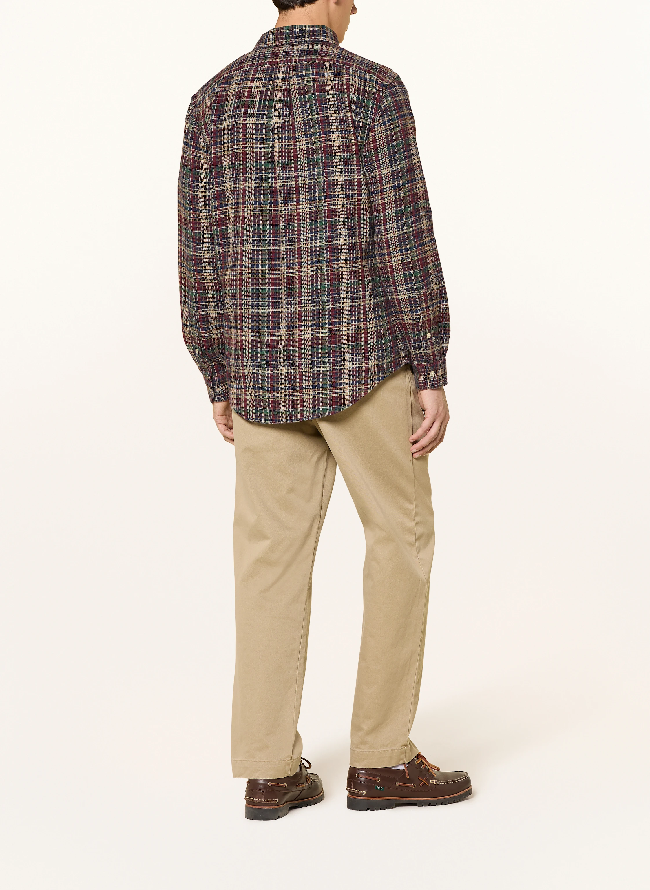 POLO RALPH LAUREN Flanellhemd Custom Fit: KHAKI / DUNKELROT / DUNKELBLAU