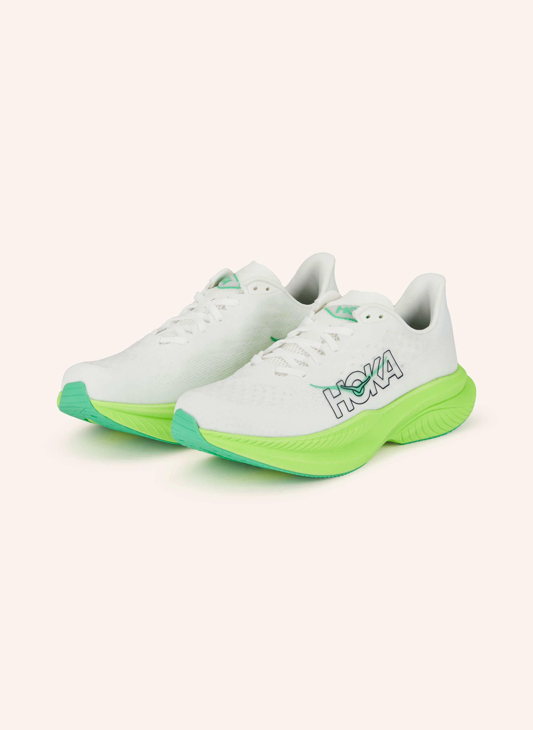 NEW HOKA men\'s mach 6 running shoes in white/neon lime Hoka Mach 6 (D Standard) Mens White/Neon Lime main image 3