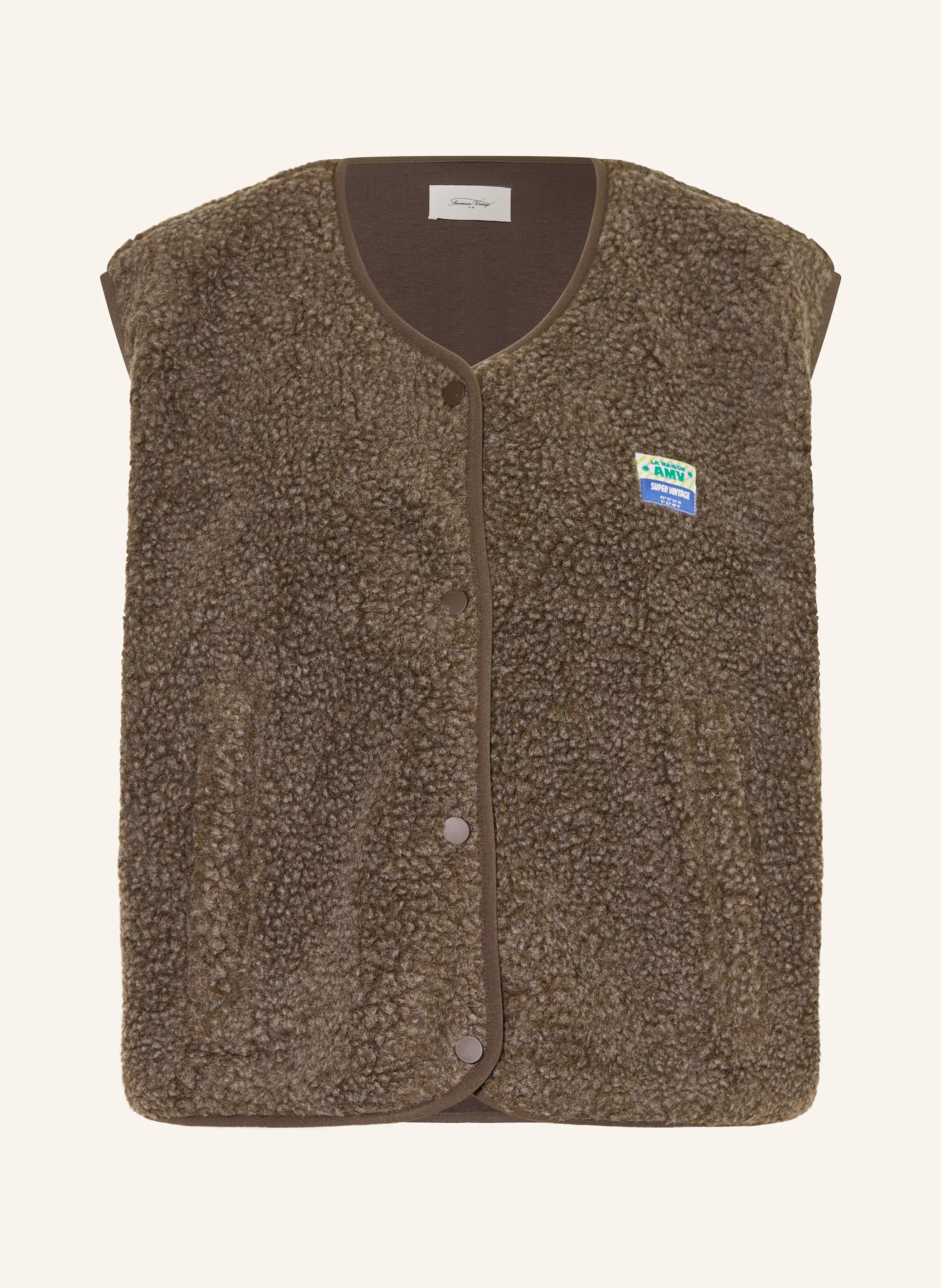 American Vintage HOKTOWN teddy fur vest in olive