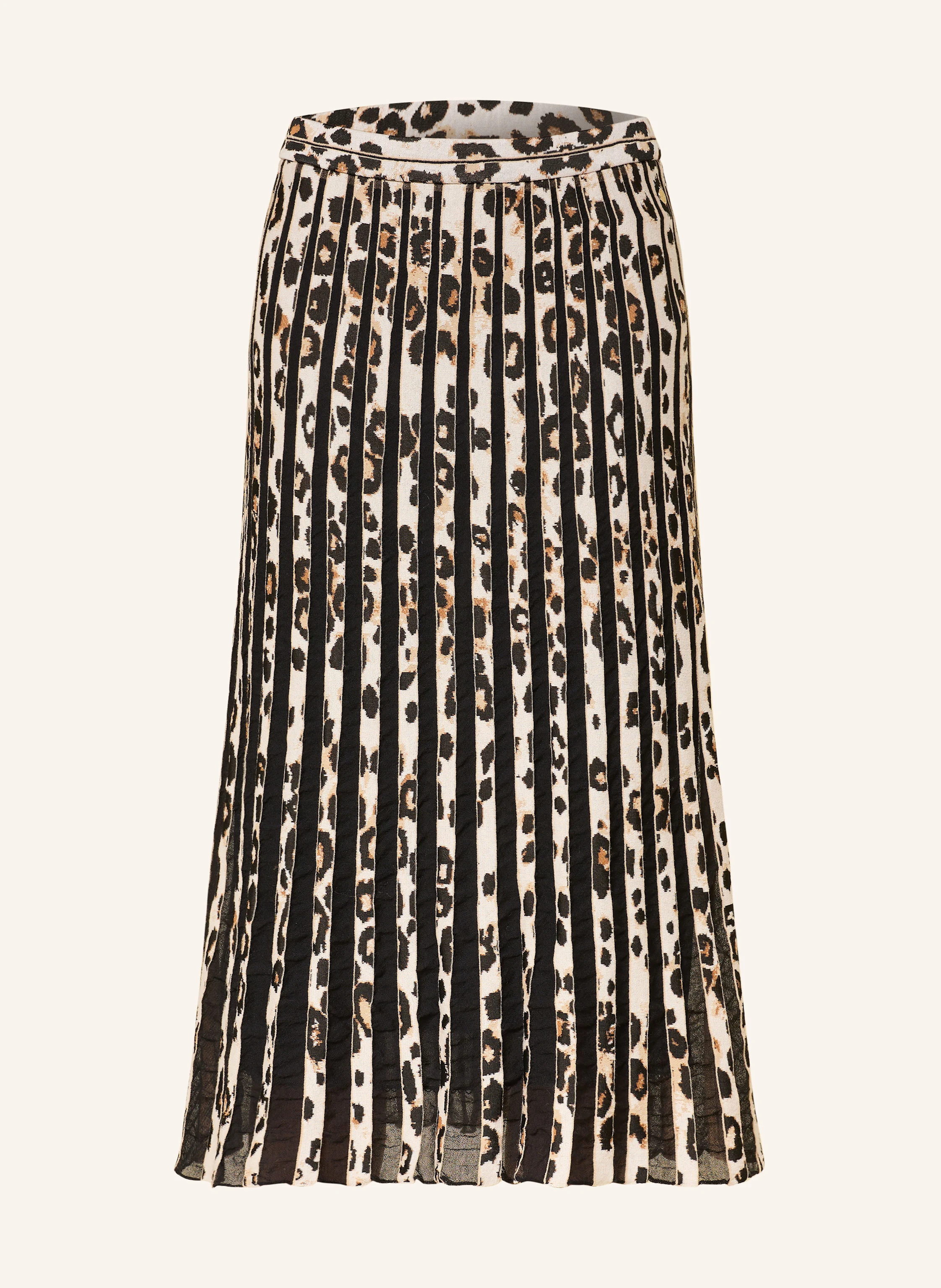 MARC CAIN Pleated skirt: DARK BROWN / BEIGE / ECRU