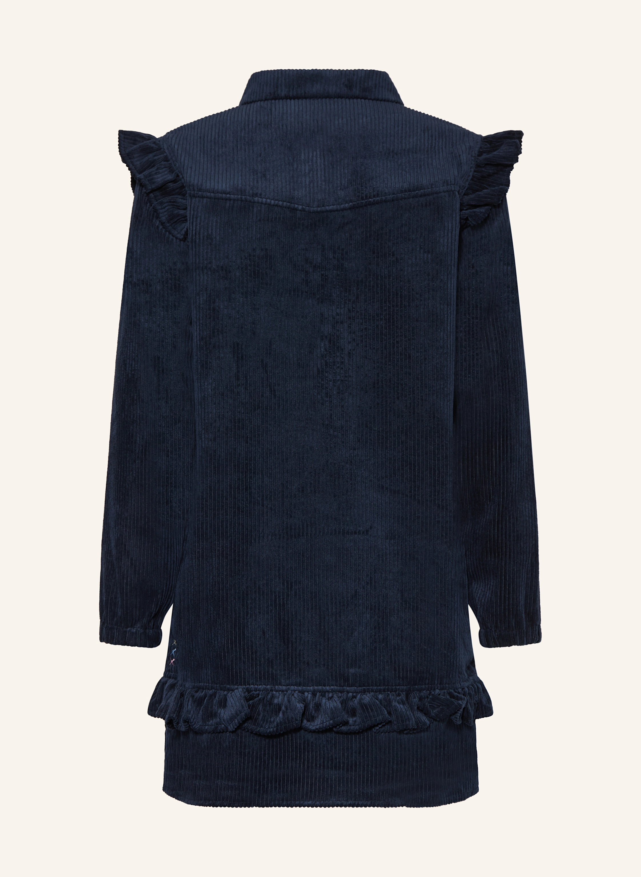 SCOTCH SODA Corduroy shirt dress with ruffles in dark blue