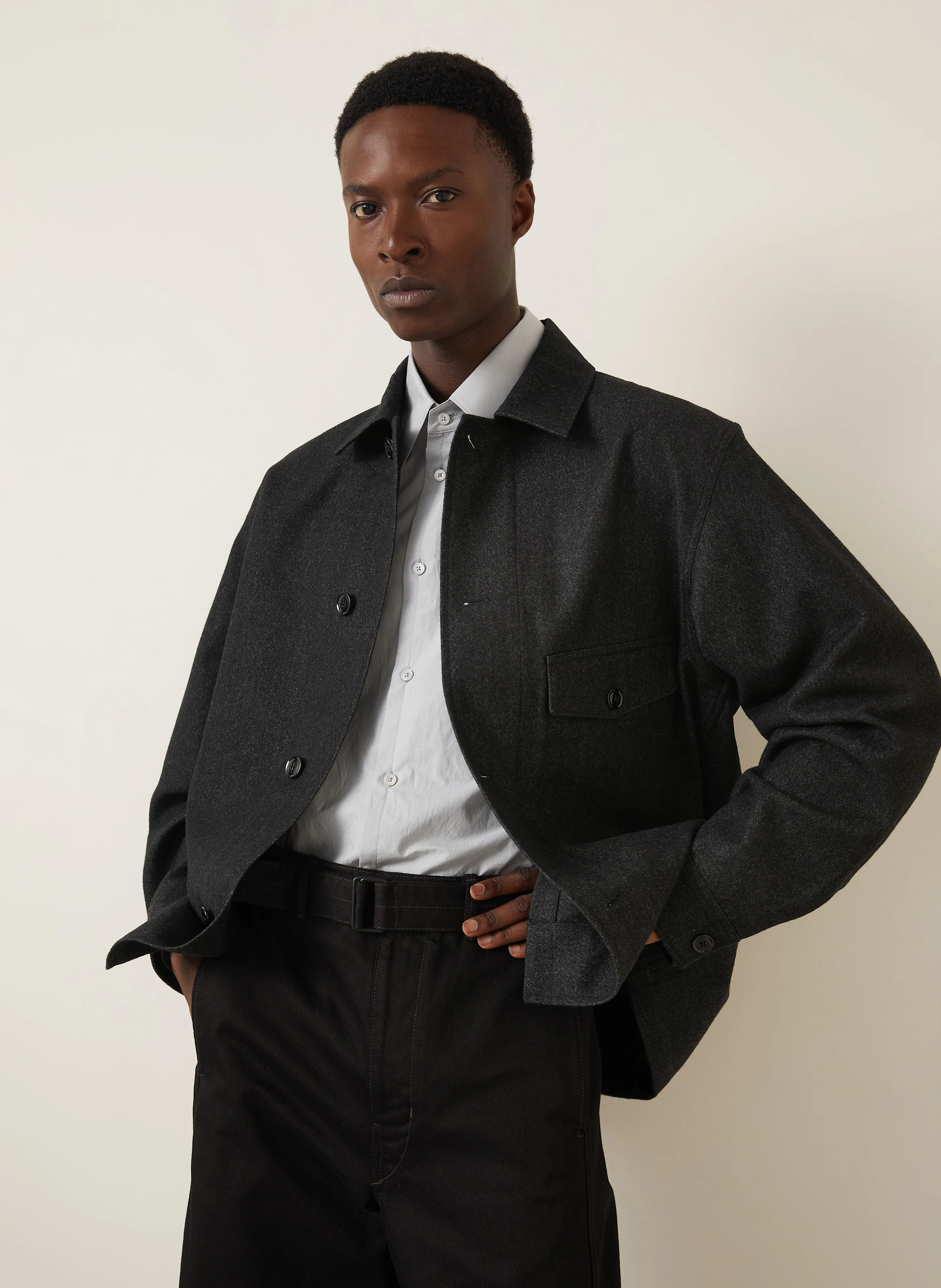Mens Overshirts Lemaire Boxy Overshirt LEMAIRE Overshirt In Dark Gray
