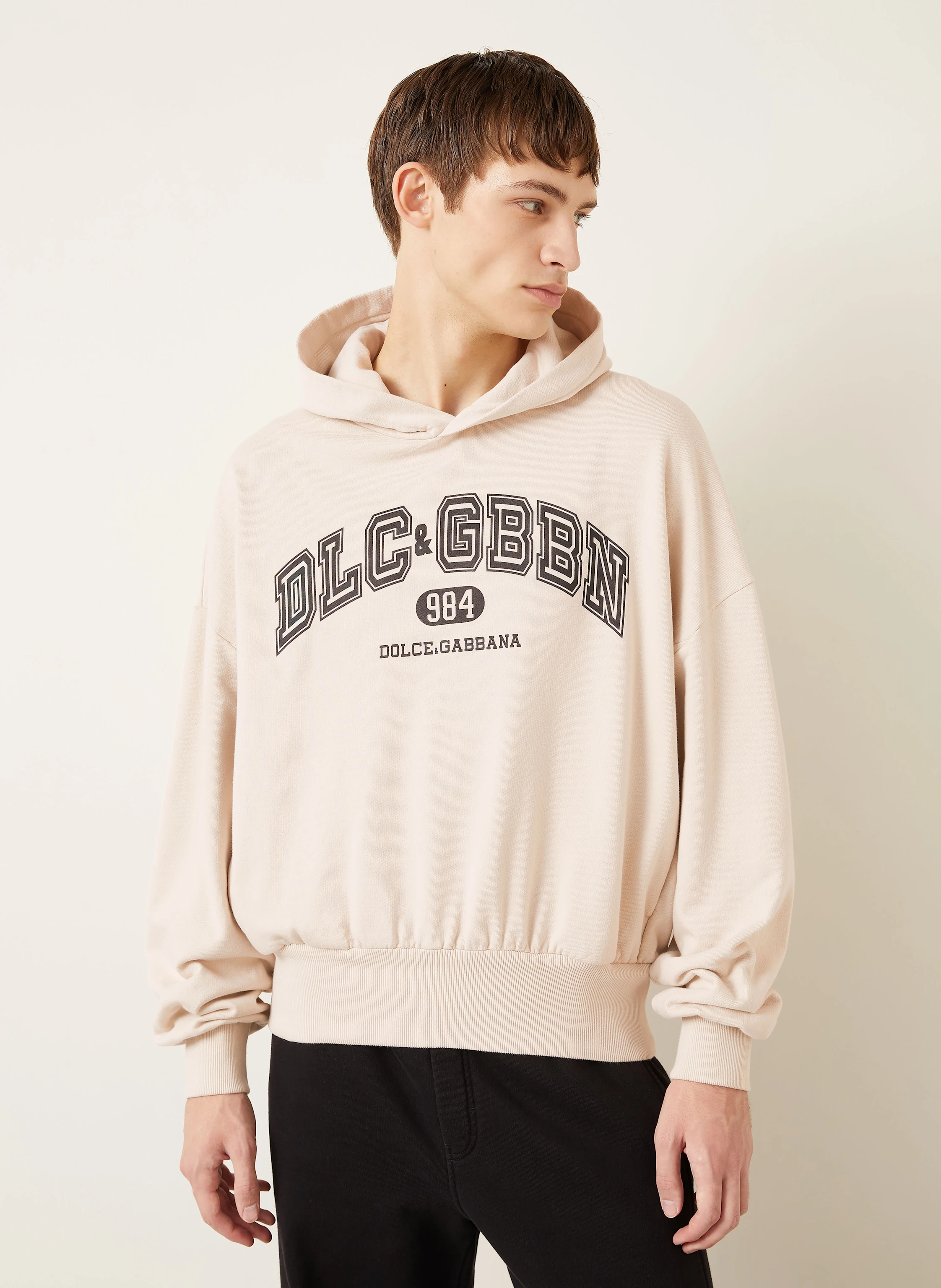 DOLCE GABBANA Hoodie in creme/ schwarz