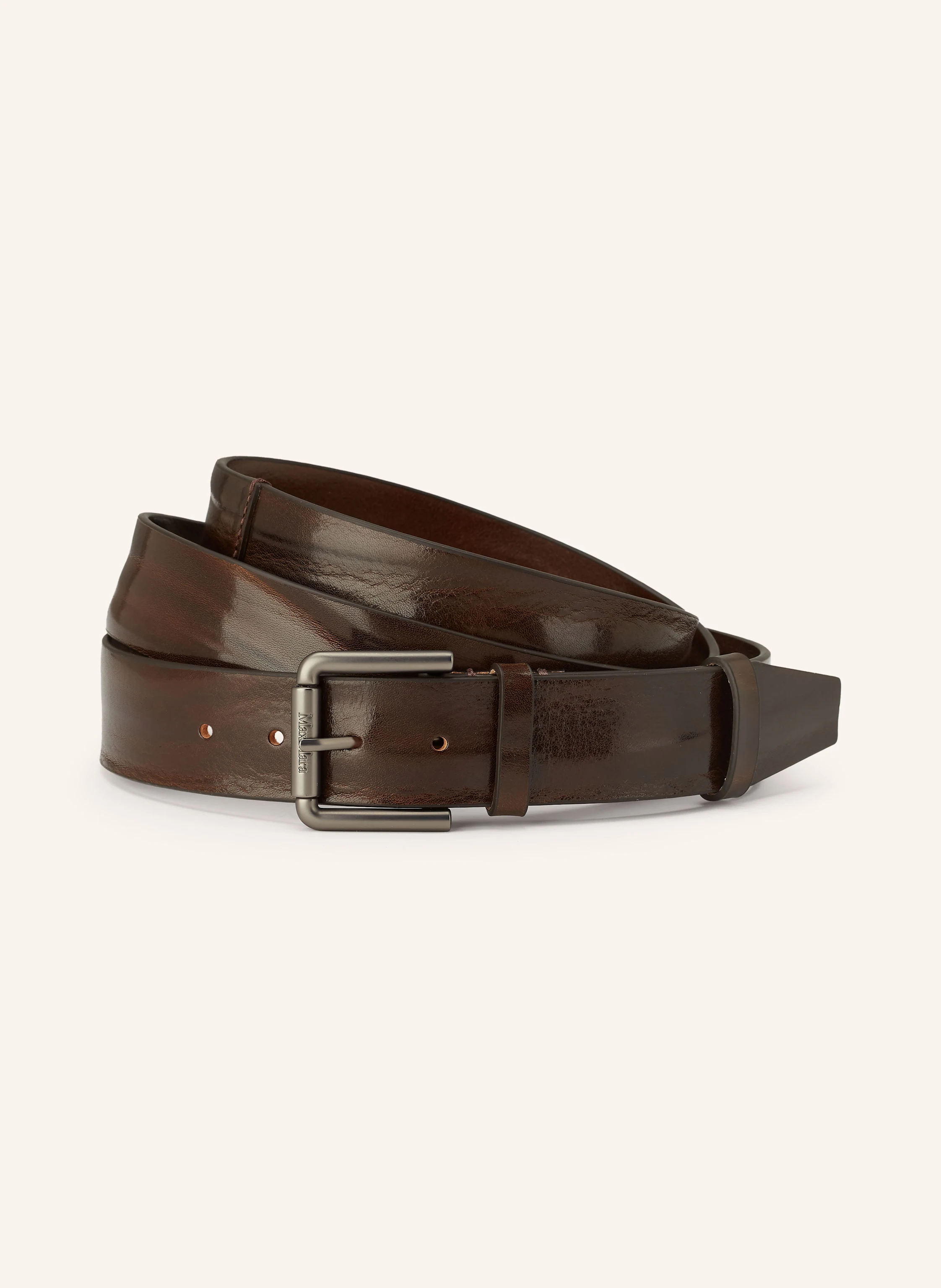 Max Mara Leather belt BUCKLE40XLONG in dark brown