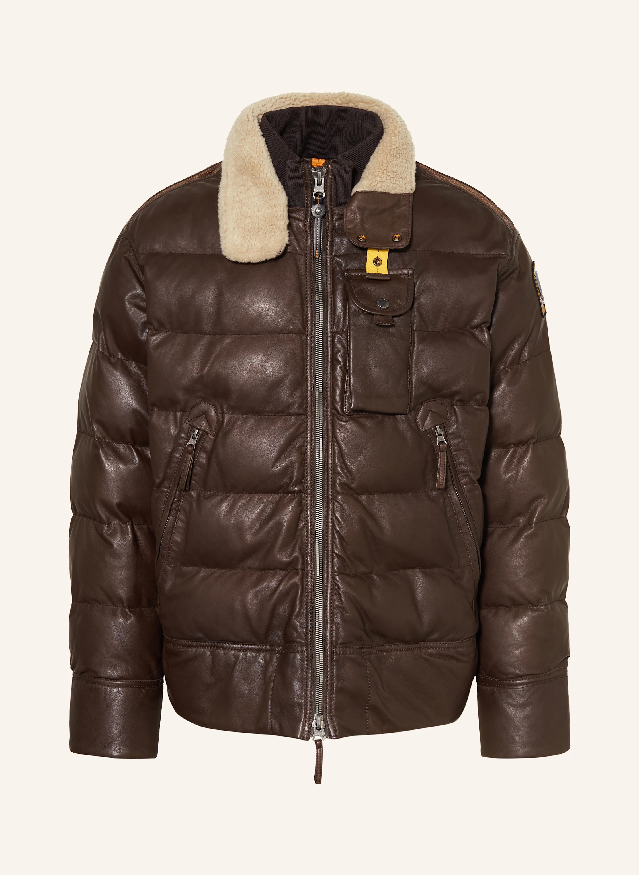 PARAJUMPERS GIAN leather jacket in dark brown