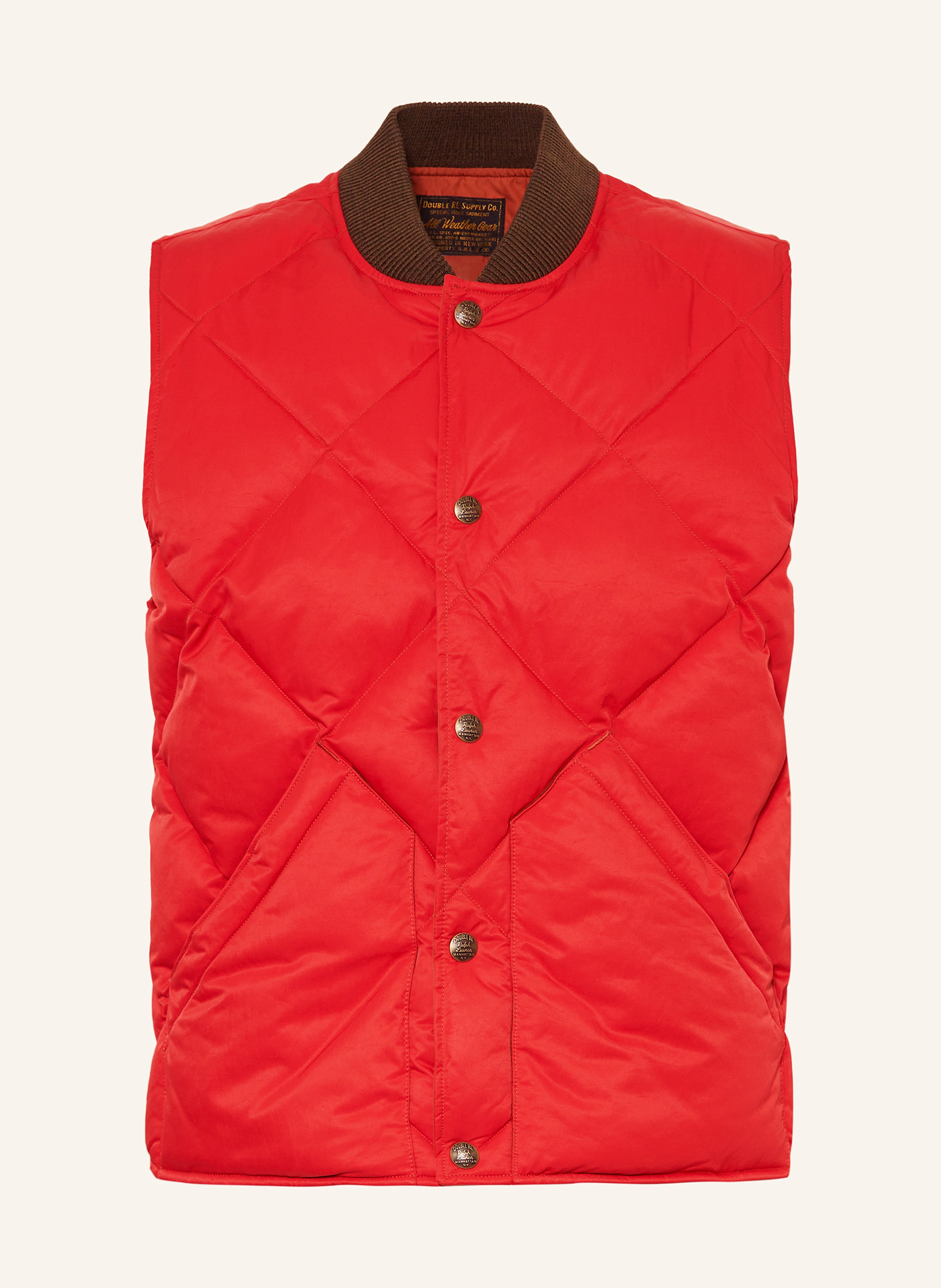RRL BADGETT LIGHTHOUSE VEST RRL Quilted vest in red