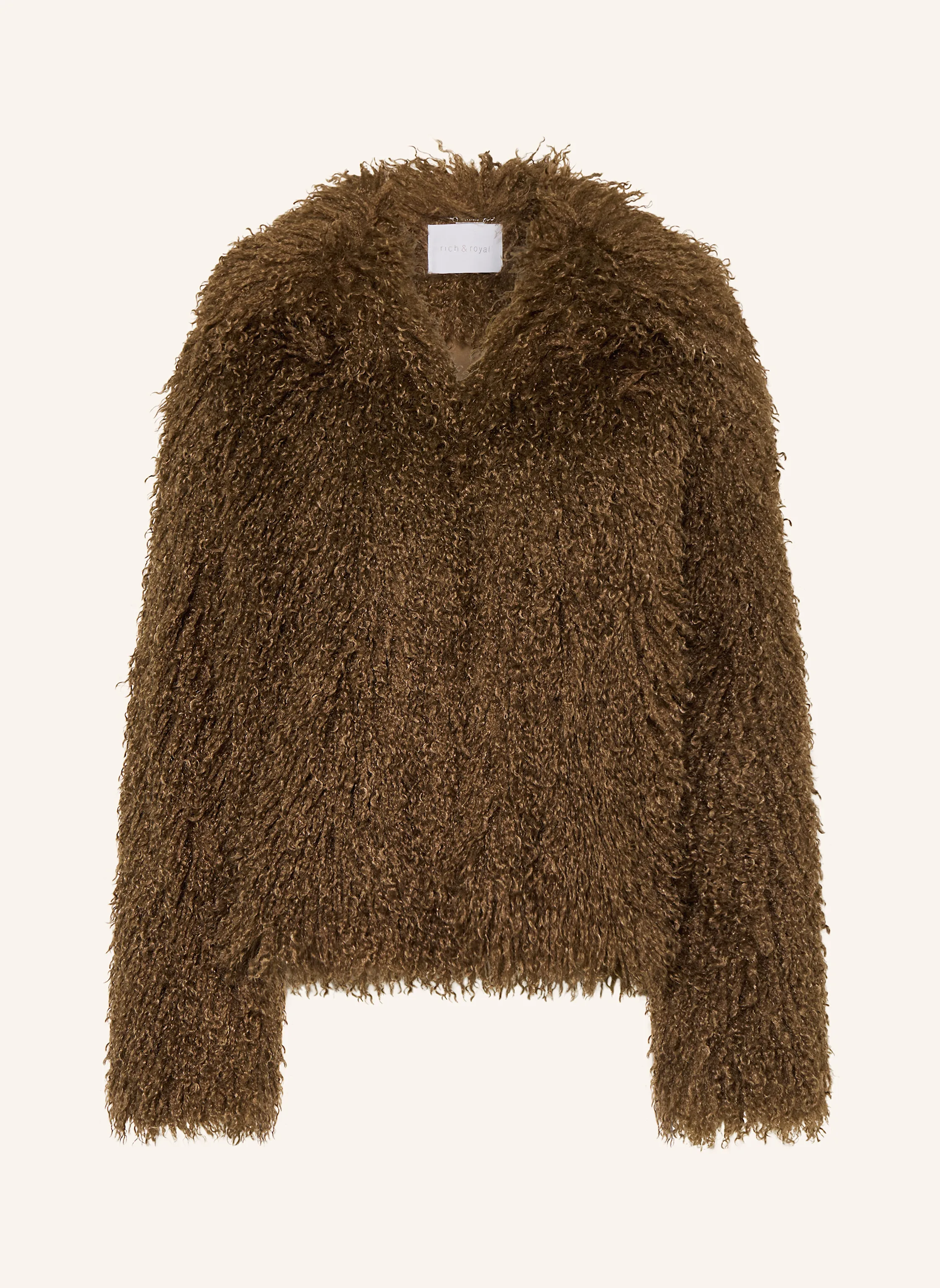 Rich & Royal Faux fur jacket in dark brown