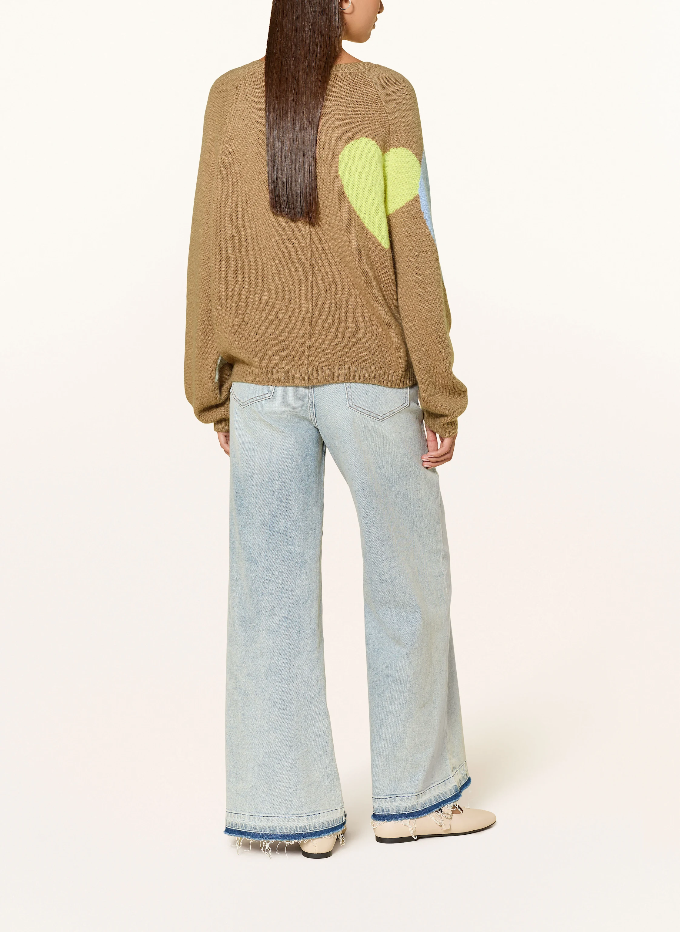 ELIAS RUMELIS Sweater AYLEEN: CAMEL / LIGHT BLUE / NEON YELLOW
