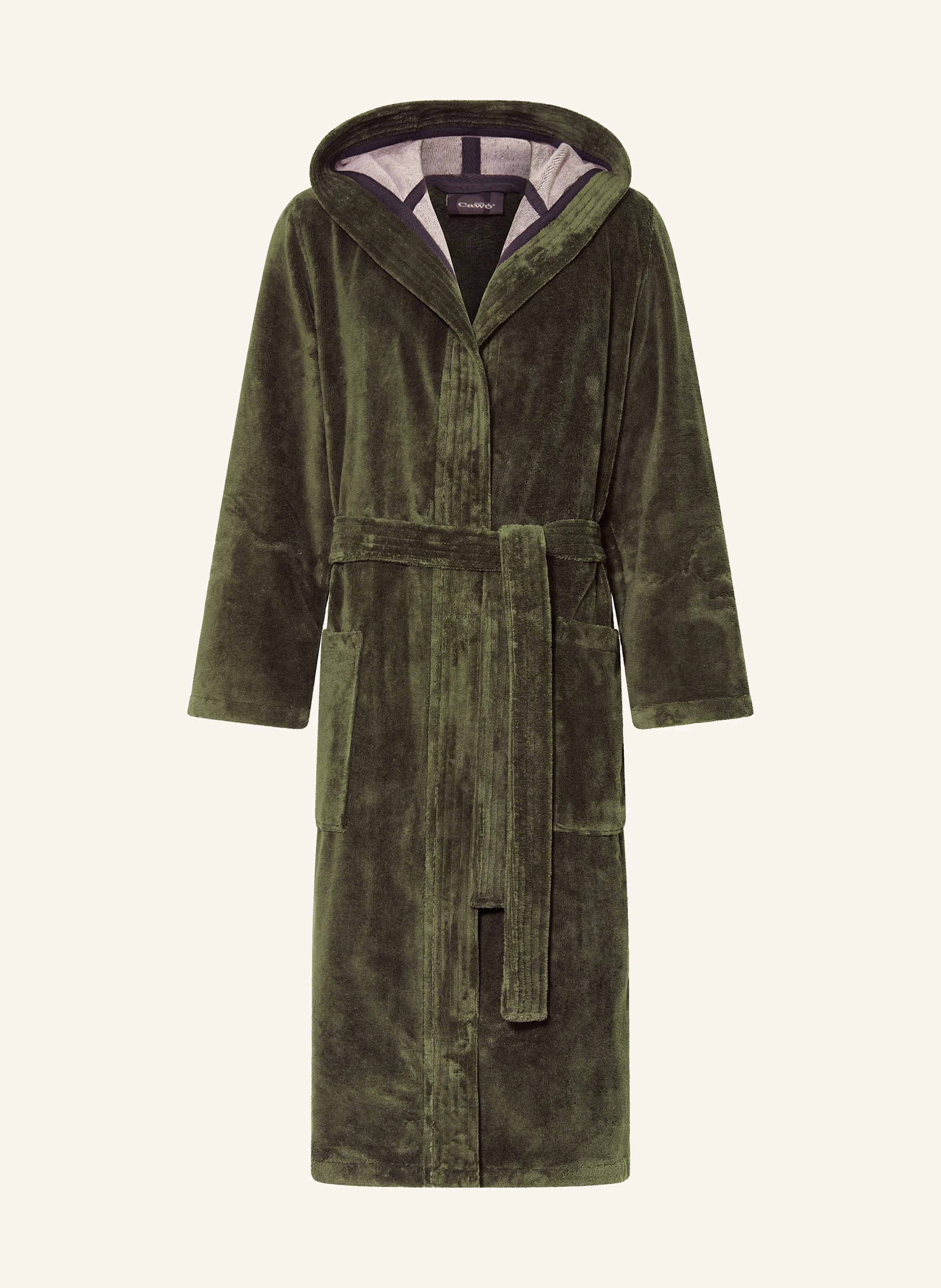 Cawö Unisex bathrobe with hood: GREEN