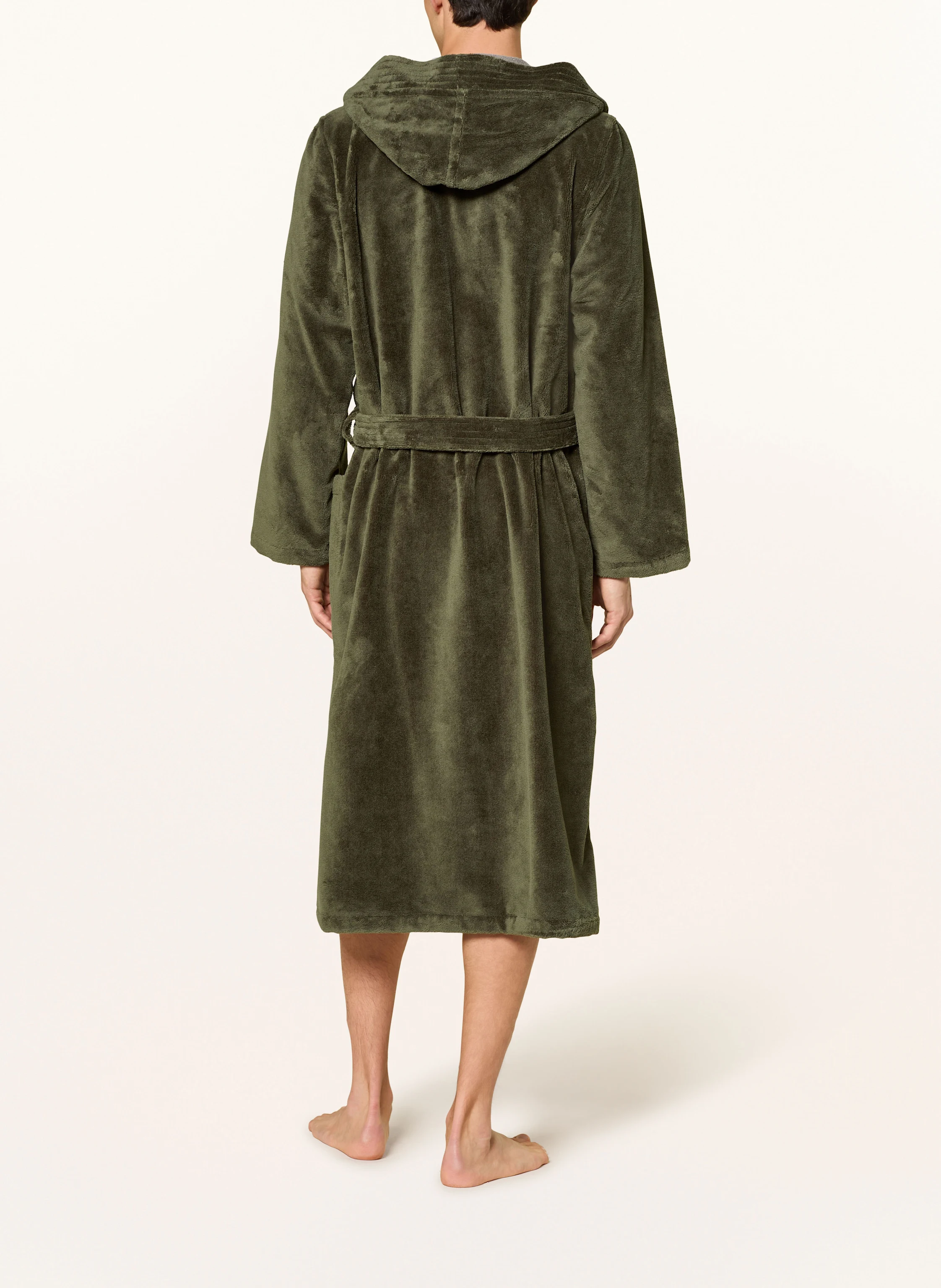 Cawö Unisex bathrobe with hood: GREEN