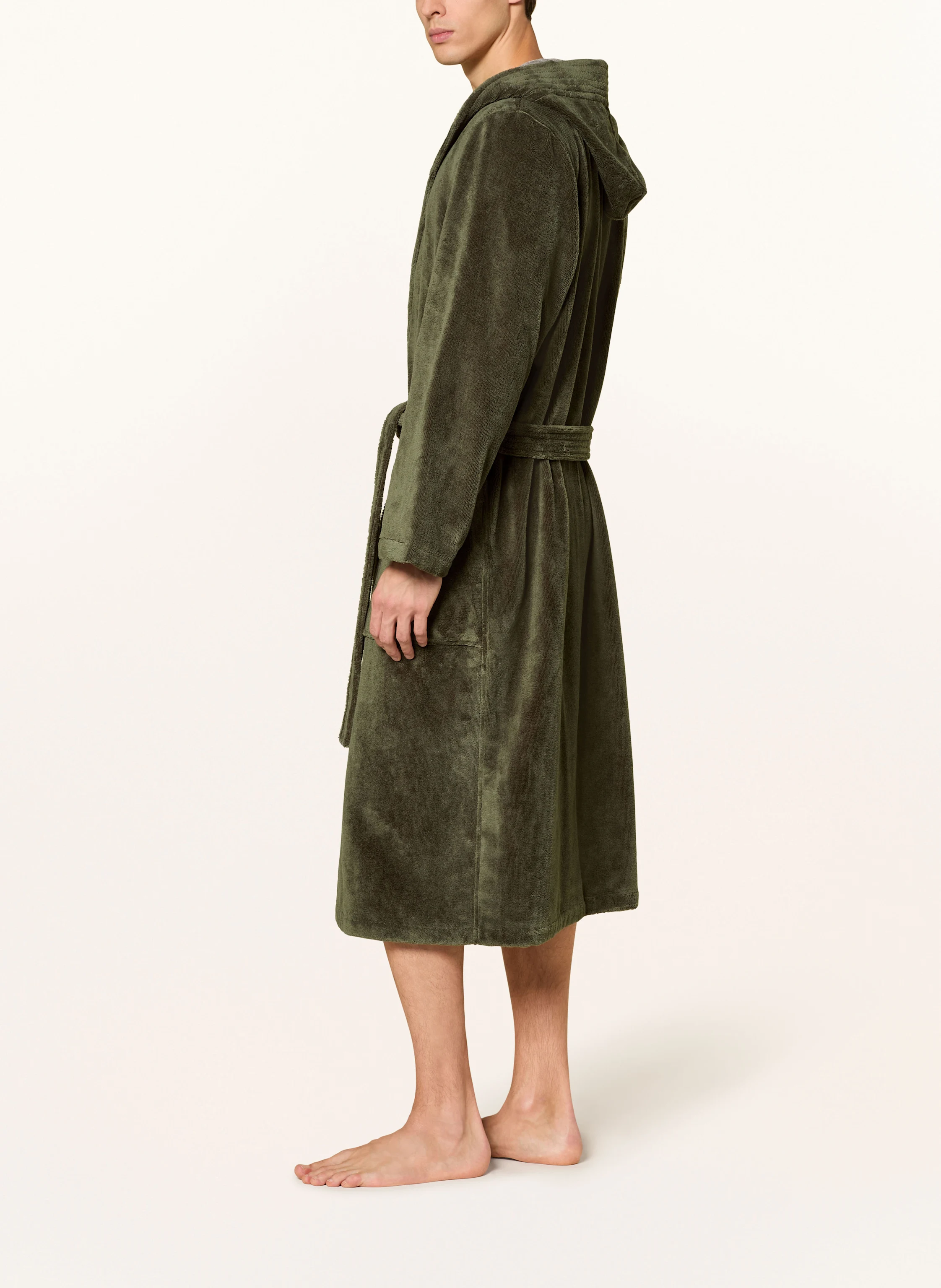 Cawö Unisex bathrobe with hood: GREEN