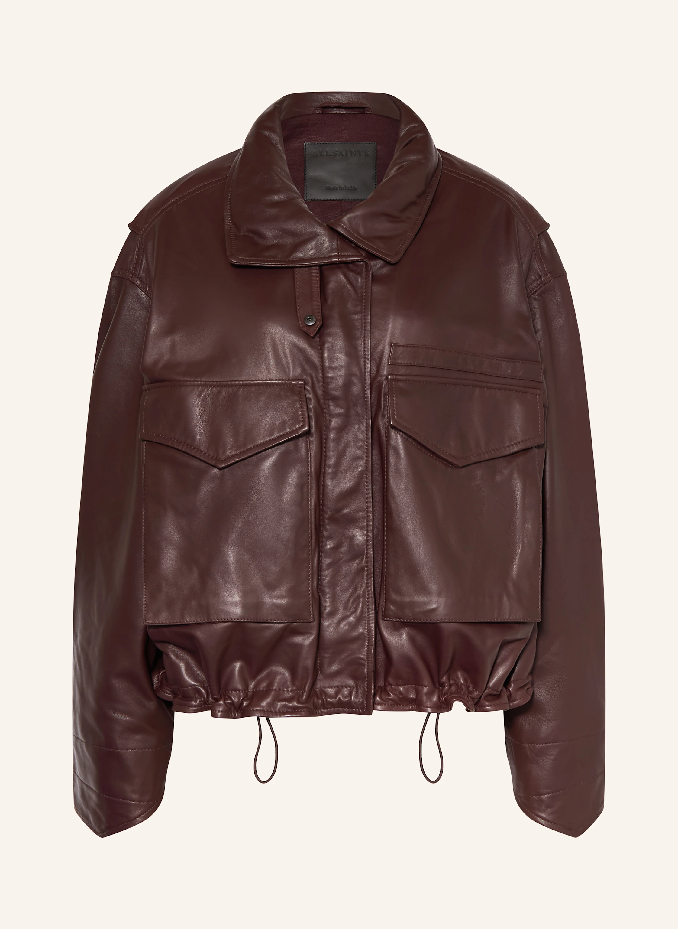 ALLSAINTS Leather jacket CLAY in dark red