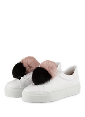 ras Plateau-Sneaker mit Fell-Pompon
