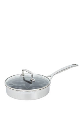 LE CREUSET Sauté-Pfanne 3-ply mit Pochiereinsatz und Glasdeckel
