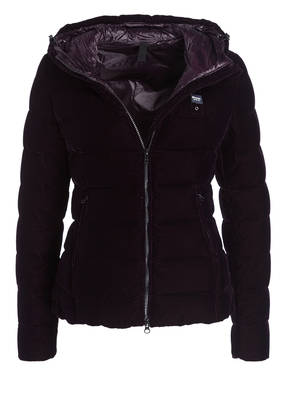 Blauer Samt-Daunenjacke