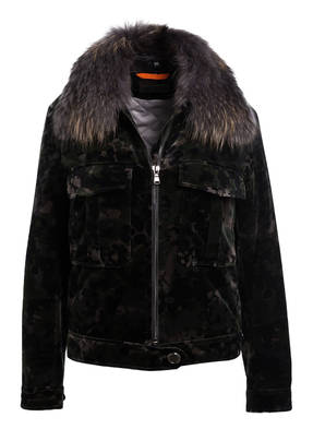 IQ+berlin Samtjacke mit Fellbesatz