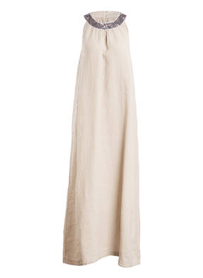 120%lino Leinenkleid mit Schmucksteinbesatz