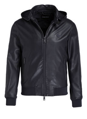 EMPORIO ARMANI Blouson ECO in Lederoptik mit abnehmbarer Kapuze