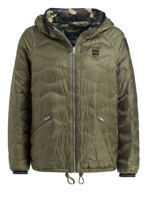Blauer Daunenjacke in Wendeoptik