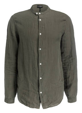 EMPORIO ARMANI Leinenhemd Regular-Fit mit Stehkragen