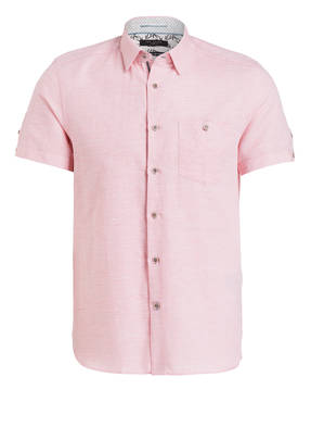 TED BAKER Halbarm-Hemd Slim Fit mit Leinenanteil