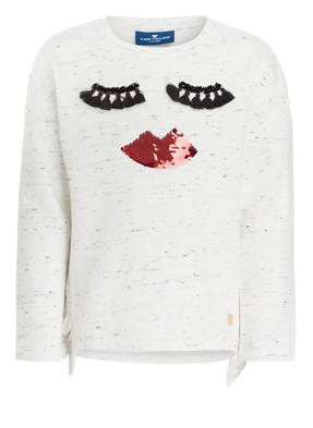 TOM TAILOR Sweatshirt mit Wendepailletten-Besatz