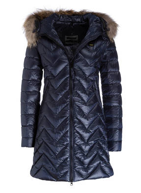 Blauer Daunenmantel