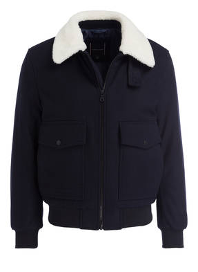 TOMMY HILFIGER Blouson MELTON mit Felloptik-Besatz