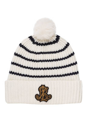 LAUREN RALPH LAUREN Strickmütze mit Kunstpelzbommel
