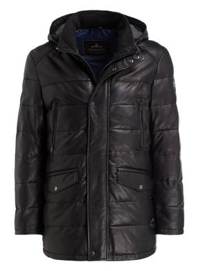 MILESTONE Leder-Steppjacke CLAYTON mit abnehmbarer Kapuze