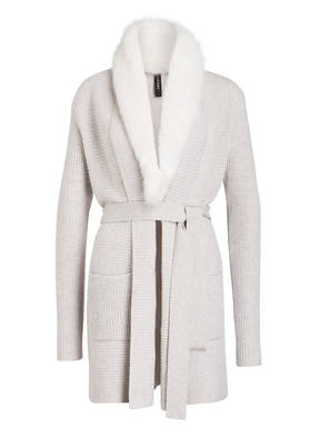 MARCCAIN Strickjacke mit Kunstfellkragen