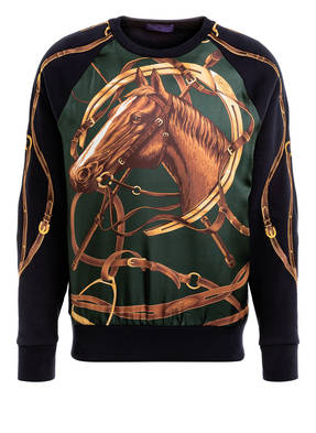 RALPH LAUREN PURPLE LABEL Sweatshirt mit Seideneinsatz