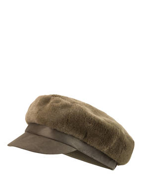 SEEBERGER Cap mit Kunstfellbesatz