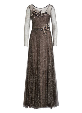 MARCHESA NOTTE Kleid mit Glitzer und Tüllblütenbesatz