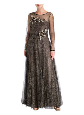 MARCHESA NOTTE Kleid mit Glitzer und Tüllblütenbesatz