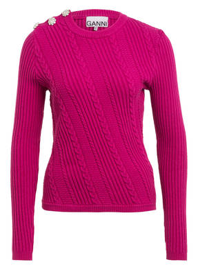 GANNI Pullover mit Schmucksteinbesatz