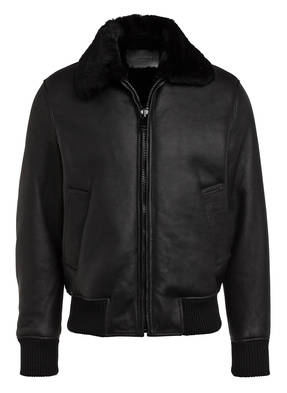 sandro Lederjacke mit Kunstpelzbesatz