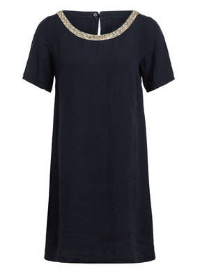 120%lino Leinenkleid mit Schmucksteinbesatz