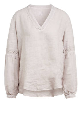 120%lino Leinenbluse mit Lochstickerei