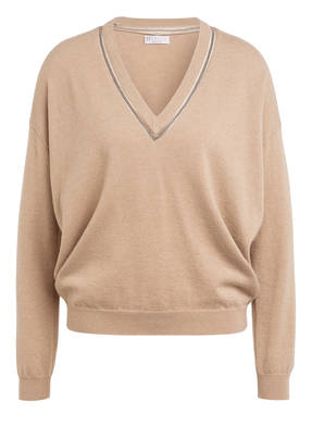 BRUNELLO CUCINELLI Cashmere-Pullover mit Schmucksteinbesatz