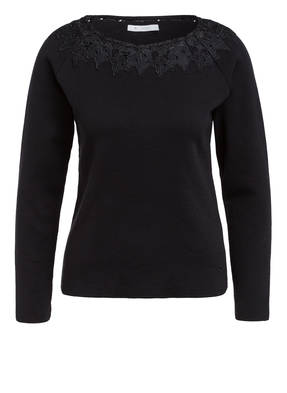 monari Pullover mit Spitzenbesatz