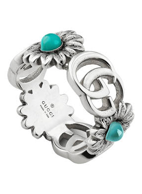 GUCCI Ring DOPPEL G mit Schmucksteinbesatz