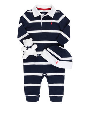 POLO RALPH LAUREN Set: Mütze, Strampler und Teddybär