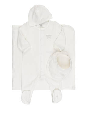 PETIT BATEAU Set: Strampler, Lätzchen, Mütze und Decke in Geschenkbox
