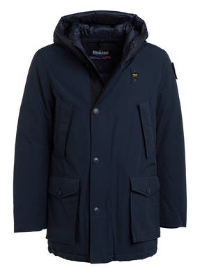 Blauer Daunenjacke
