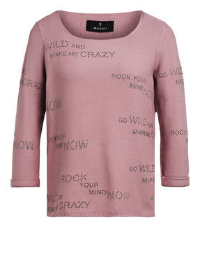 monari Pullover mit 3/4-Arm und Schmucksteinbesatz