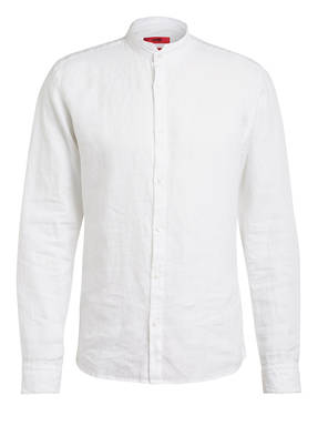 HUGO Leinenhemd ELVORINI Extra Slim Fit mit Stehkragen