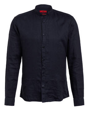 HUGO Leinenhemd ELVORINI Extra Slim Fit mit Stehkragen