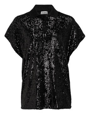 SAINT LAURENT Poloshirt mit Pailletenbesatz