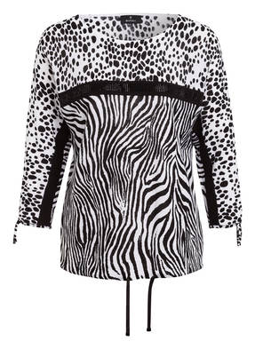 monari Pullover mit Leinen und Schmucksteinbesatz